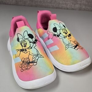 Kids Slip-On Minnie Mouse Rainbow Tie-Dye Shoes - Pink Adidas ID8022 Sz 10k